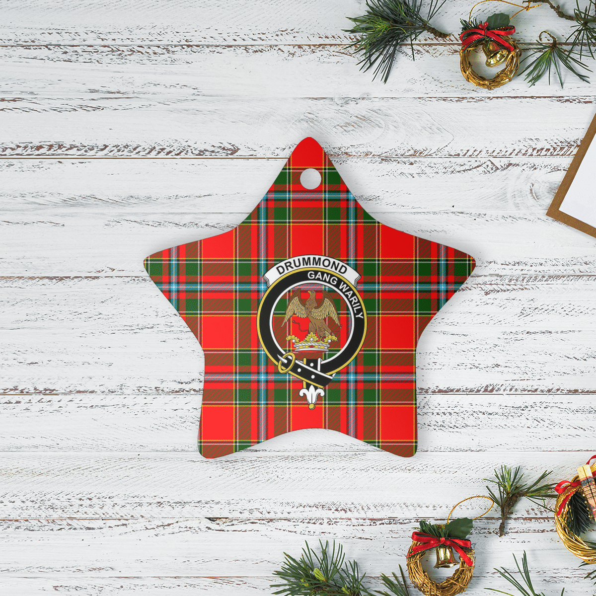 Clan Drummond of Perth Tartan Crest Star Ceramic Ornament ME20 Drummond of Perth Tartan Tartan Christmas   