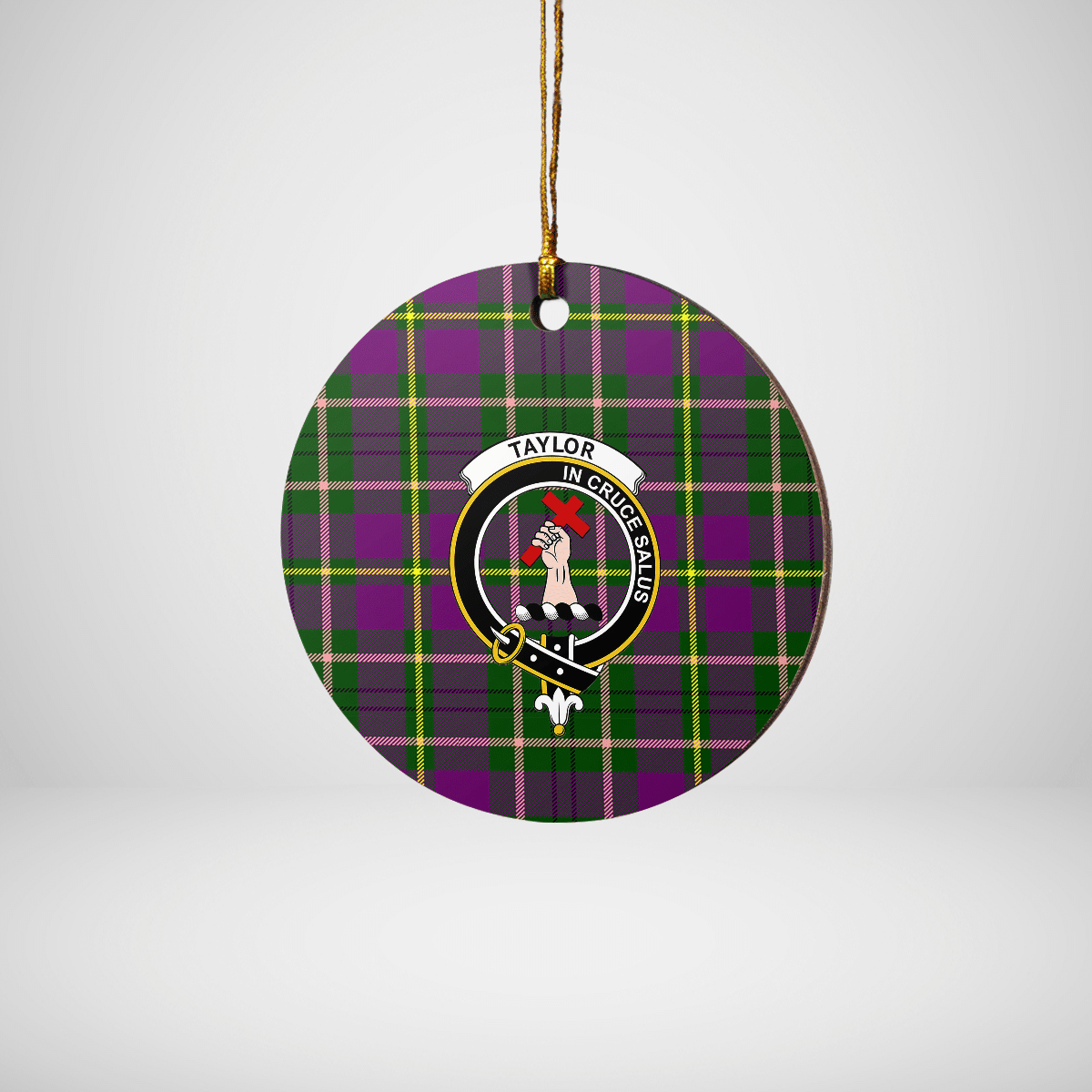 Clan Taylor Tartan Crest Round Ceramic Ornament DB44 Taylor Tartan Tartan Christmas   