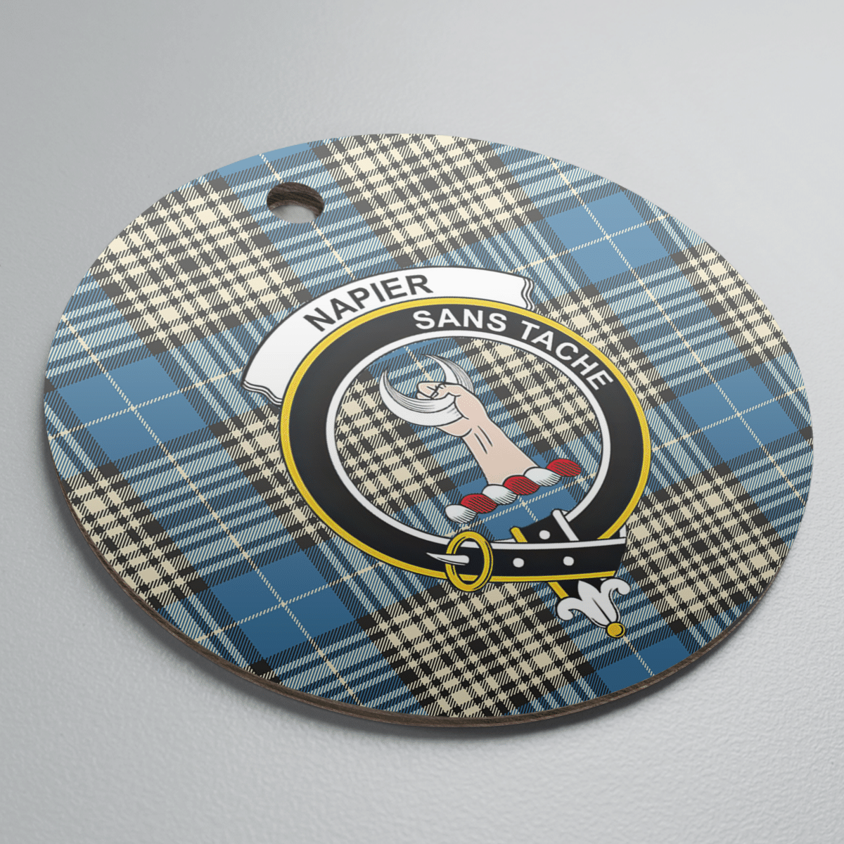 Clan Napier Ancient Tartan Crest Round Ceramic Ornament QY31 Napier Ancient Tartan Tartan Christmas   