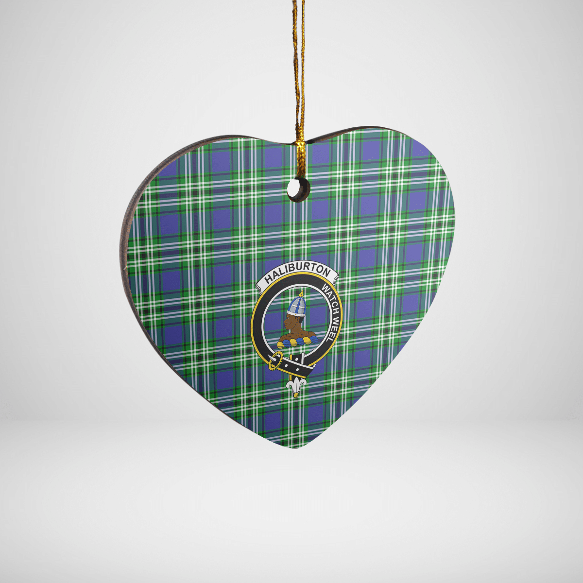 Clan Haliburton Tartan Crest Heart Ceramic Ornament BK77 Haliburton Tartan Tartan Christmas   