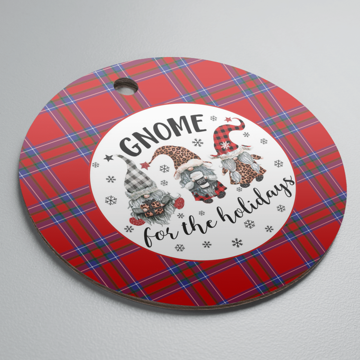 Clan Rait Inverness Tartan Tartan Crest Gnome Round Ceramic Ornament HG45 Rait Inverness Tartan Tartan Christmas   