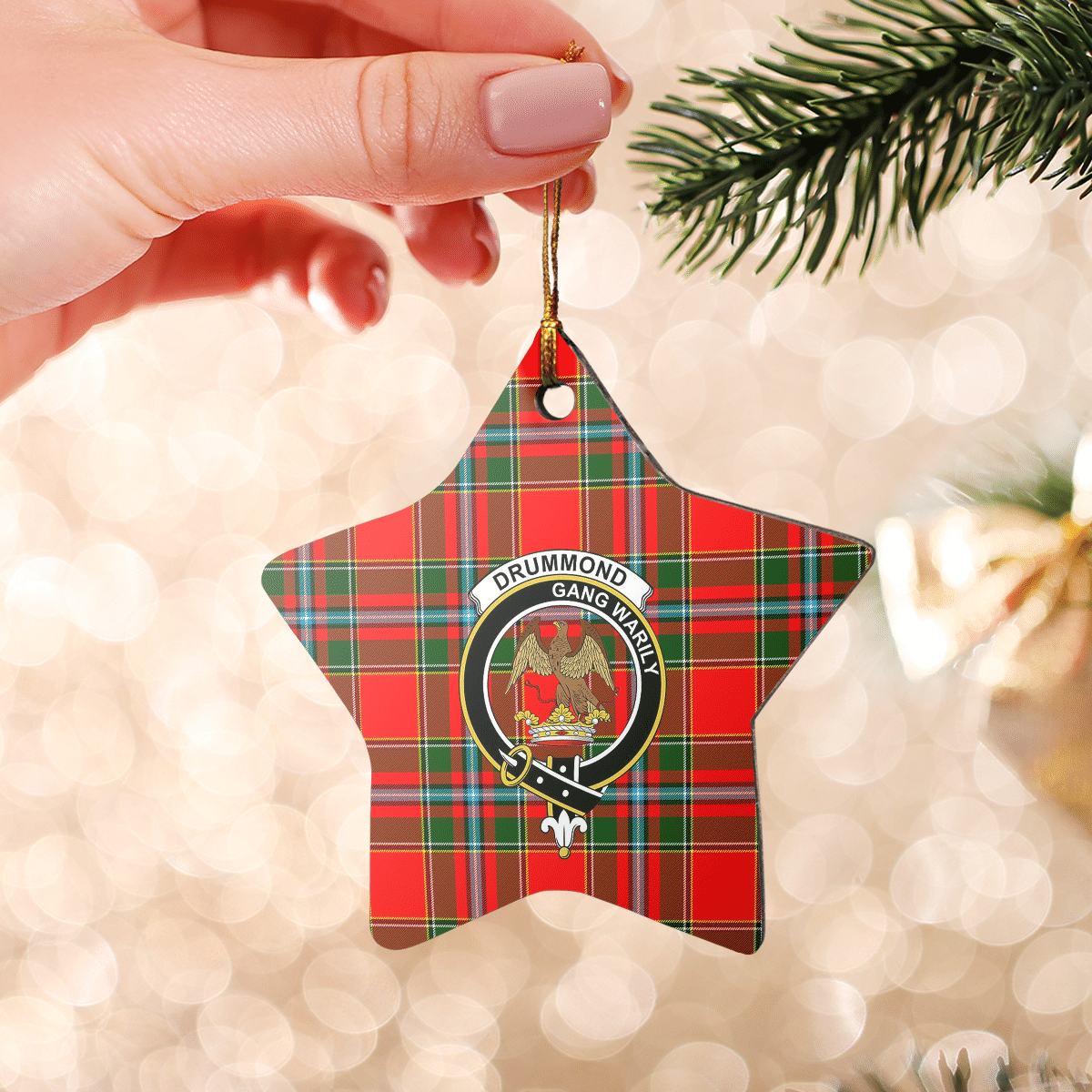 Clan Drummond of Perth Tartan Crest Star Ceramic Ornament ME20 Drummond of Perth Tartan Tartan Christmas   