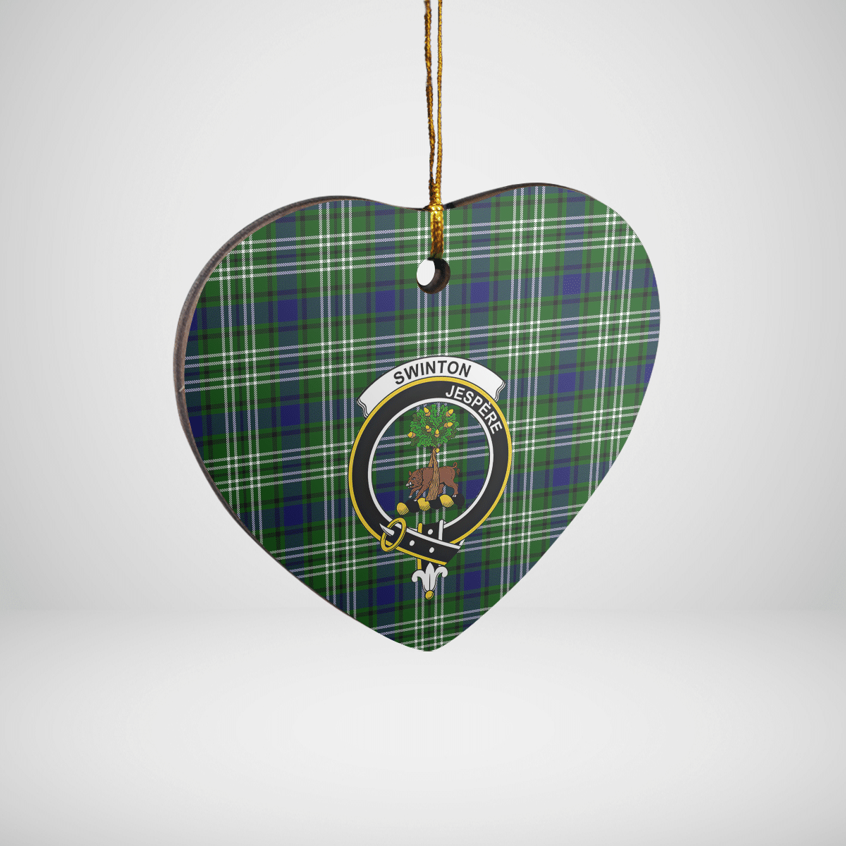 Clan Swinton (Tweedside) Tartan Crest Heart Ceramic Ornament PI23 Swinton (Tweedside) Tartan Tartan Christmas   