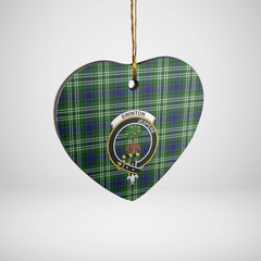 Clan Swinton (Tweedside) Tartan Crest Heart Ceramic Ornament PI23 Swinton (Tweedside) Tartan Tartan Christmas   