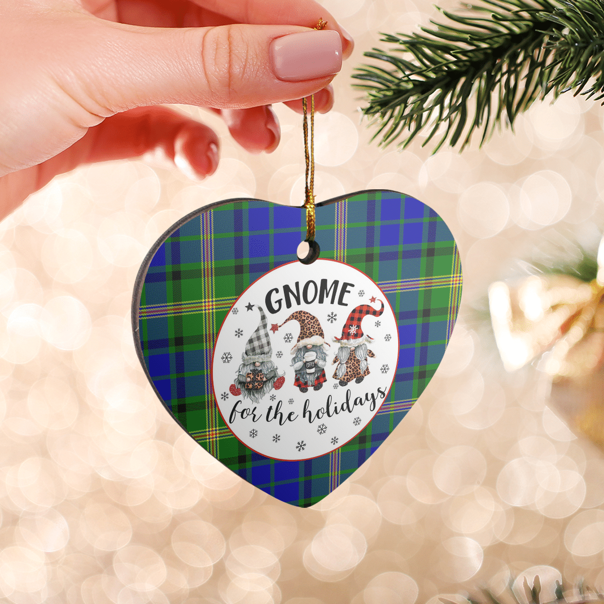 Clan Maitland Tartan Tartan Crest Gnome Heart Ceramic Ornament VS71 Maitland Tartan Tartan Christmas   