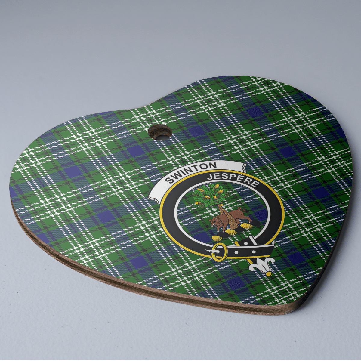 Clan Swinton (Tweedside) Tartan Crest Heart Ceramic Ornament PI23 Swinton (Tweedside) Tartan Tartan Christmas   