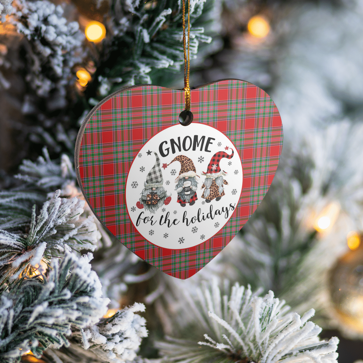 Clan MacBain Tartan Tartan Crest Gnome Heart Ceramic Ornament EA81 MacBain Tartan Tartan Christmas   