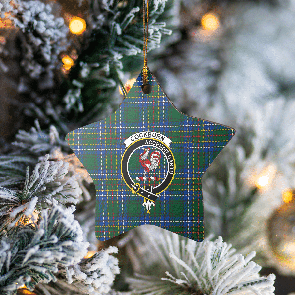 Clan Cockburn Ancient Tartan Crest Star Ceramic Ornament KU29 Cockburn Ancient Tartan Tartan Christmas   