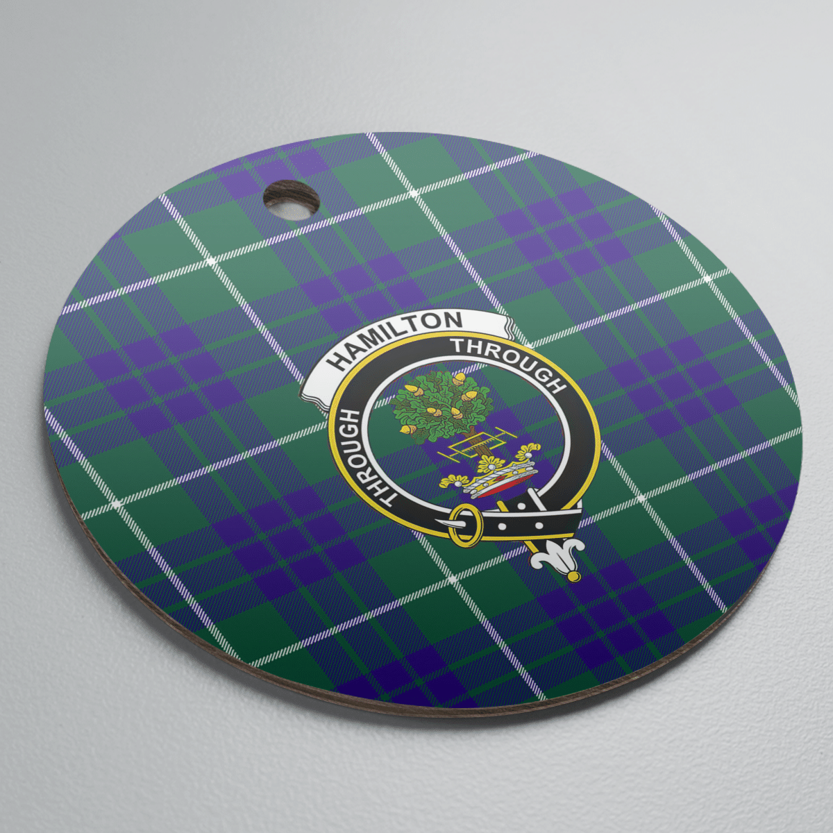 Clan Hamilton Hunting Modern Tartan Crest Round Ceramic Ornament TI53 Hamilton Hunting Modern Tartan Tartan Christmas   