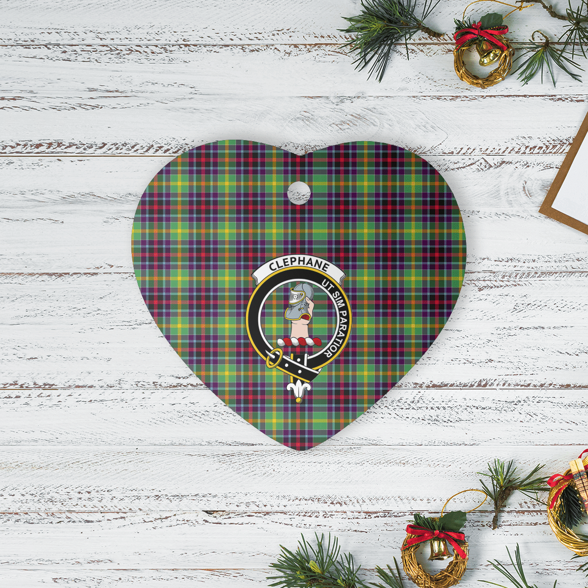 Clan Clephane Tartan Crest Heart Ceramic Ornament FD71 Clephane Tartan Tartan Christmas   