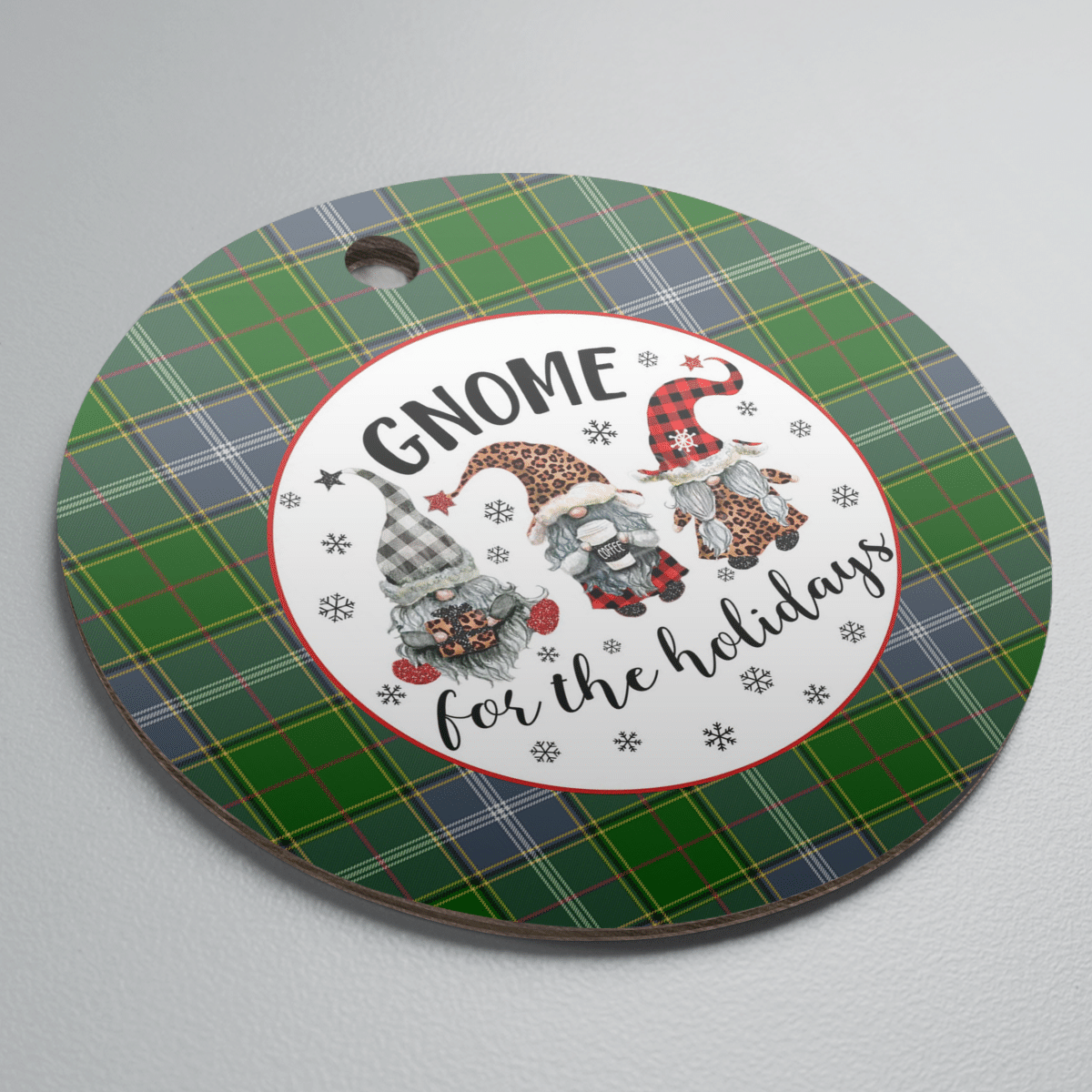 Clan Pringle Tartan Tartan Crest Gnome Round Ceramic Ornament IQ15 Pringle Tartan Tartan Christmas   