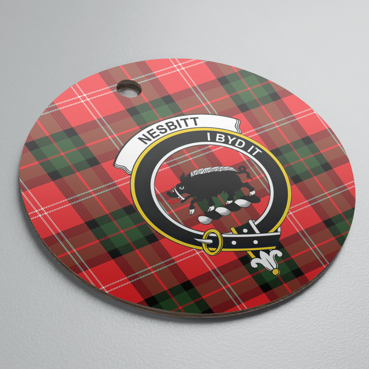 Clan Nesbitt Modern Tartan Crest Round Ceramic Ornament CU99 Nesbitt Modern Tartan Tartan Christmas   