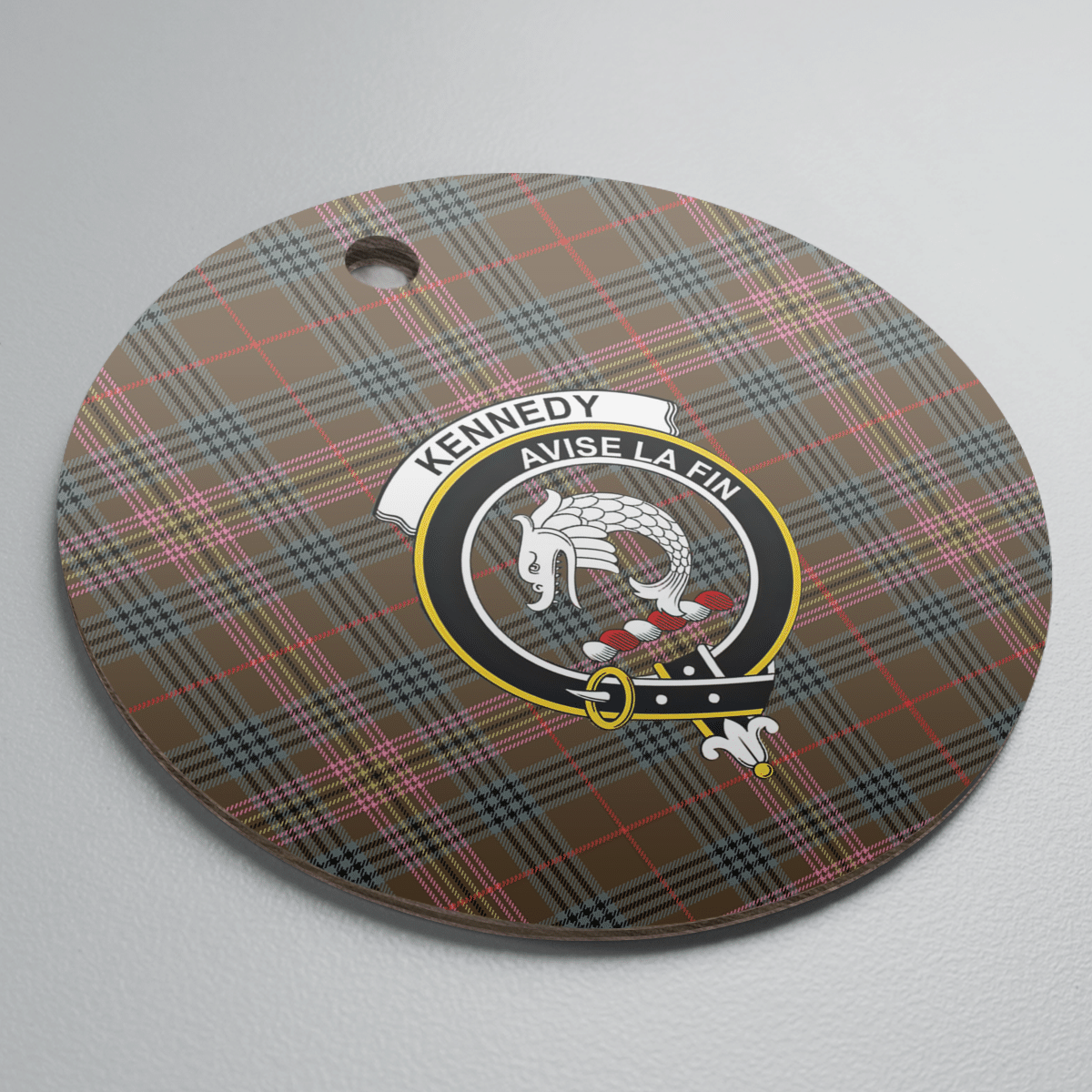 Clan Kennedy Weathered Tartan Crest Round Ceramic Ornament IS41 Kennedy Weathered Tartan Tartan Christmas   