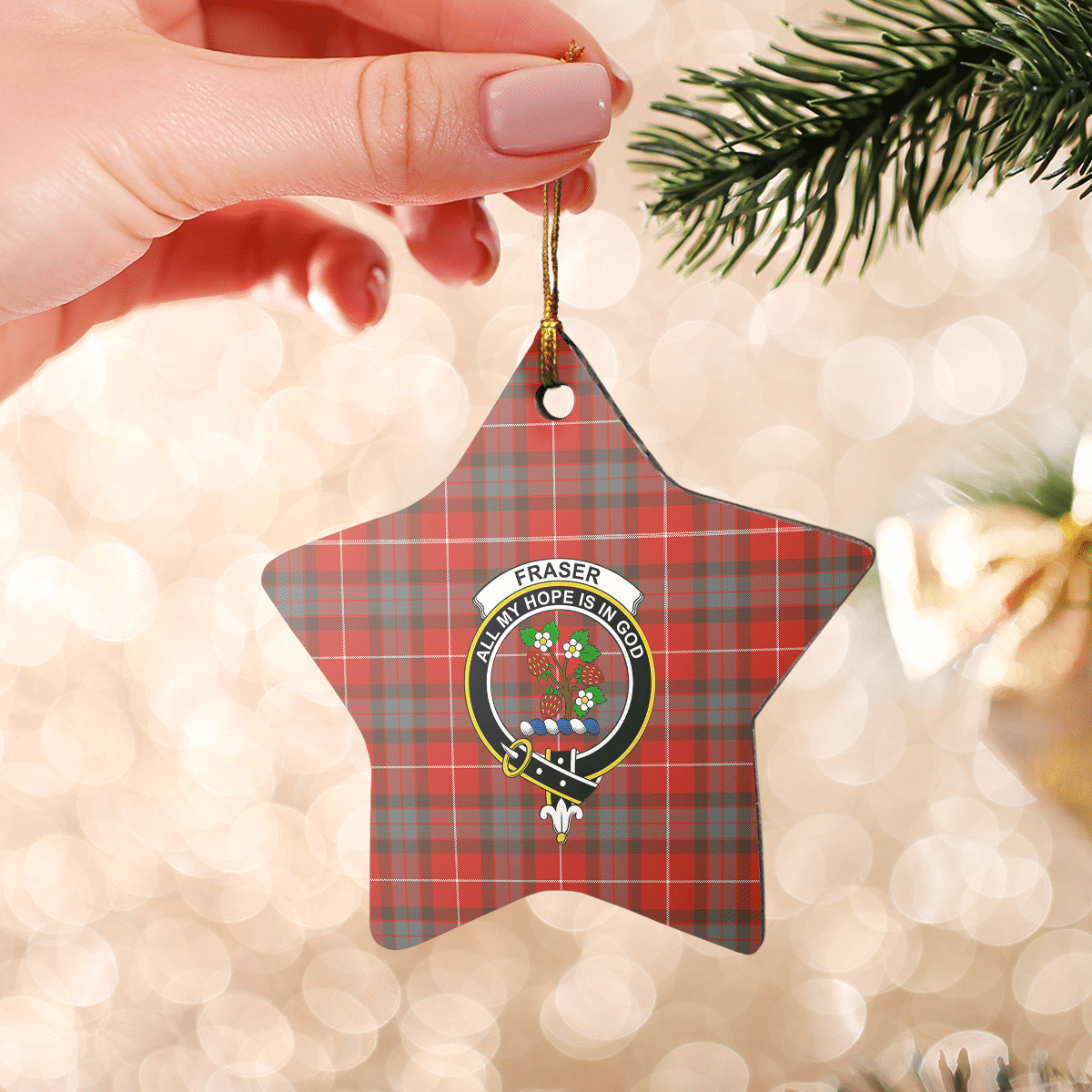 Clan Fraser Weathered Tartan Crest Star Ceramic Ornament TR48 Fraser Weathered Tartan Tartan Christmas   