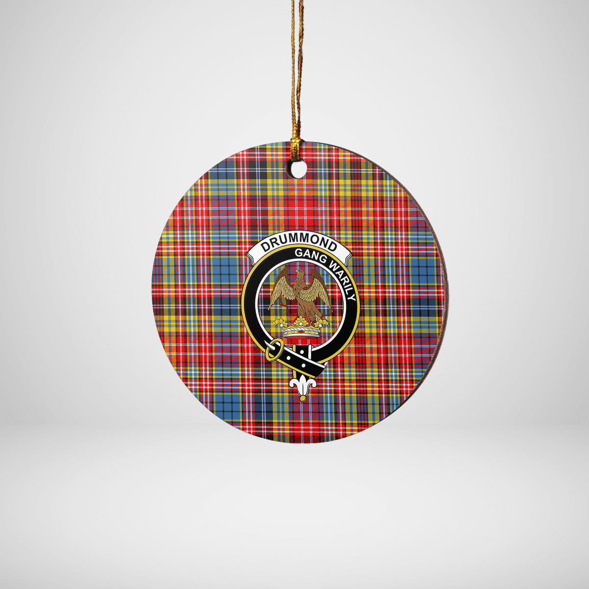 Clan Drummond of Strathallan Tartan Crest Round Ceramic Ornament RY17 Drummond of Strathallan Tartan Tartan Christmas   