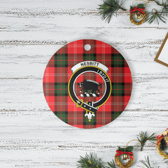 Clan Nesbitt Modern Tartan Crest Round Ceramic Ornament CU99 Nesbitt Modern Tartan Tartan Christmas   