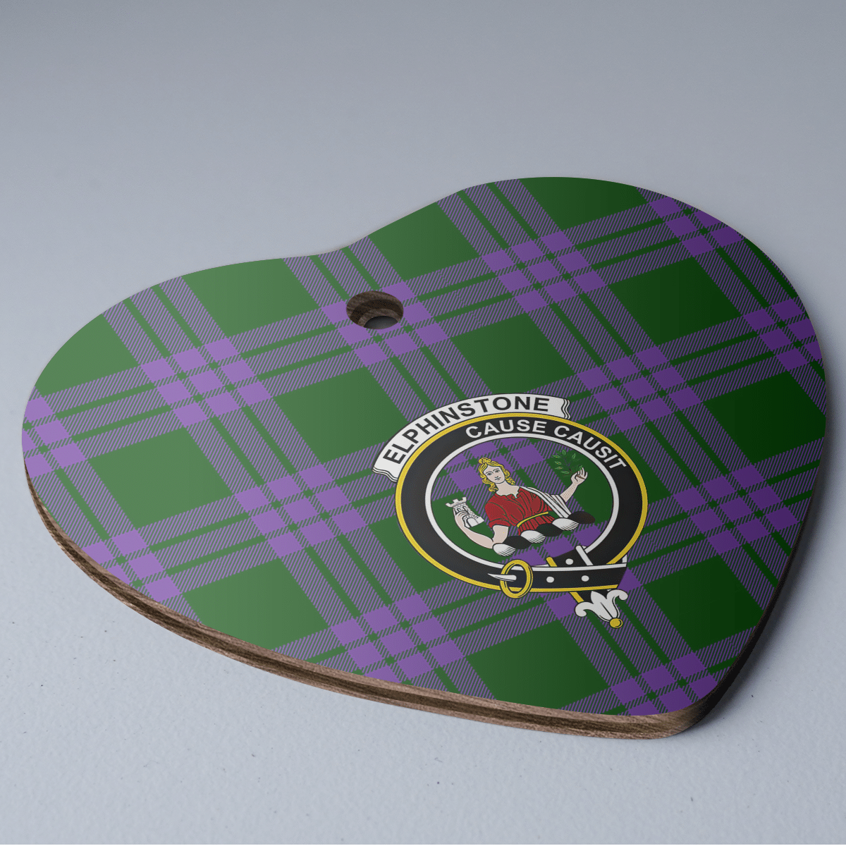 Clan Elphinstone Tartan Crest Heart Ceramic Ornament WA62 Elphinstone Tartan Tartan Christmas   