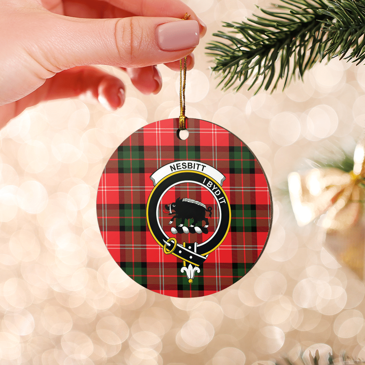 Clan Nesbitt Modern Tartan Crest Round Ceramic Ornament CU99 Nesbitt Modern Tartan Tartan Christmas   