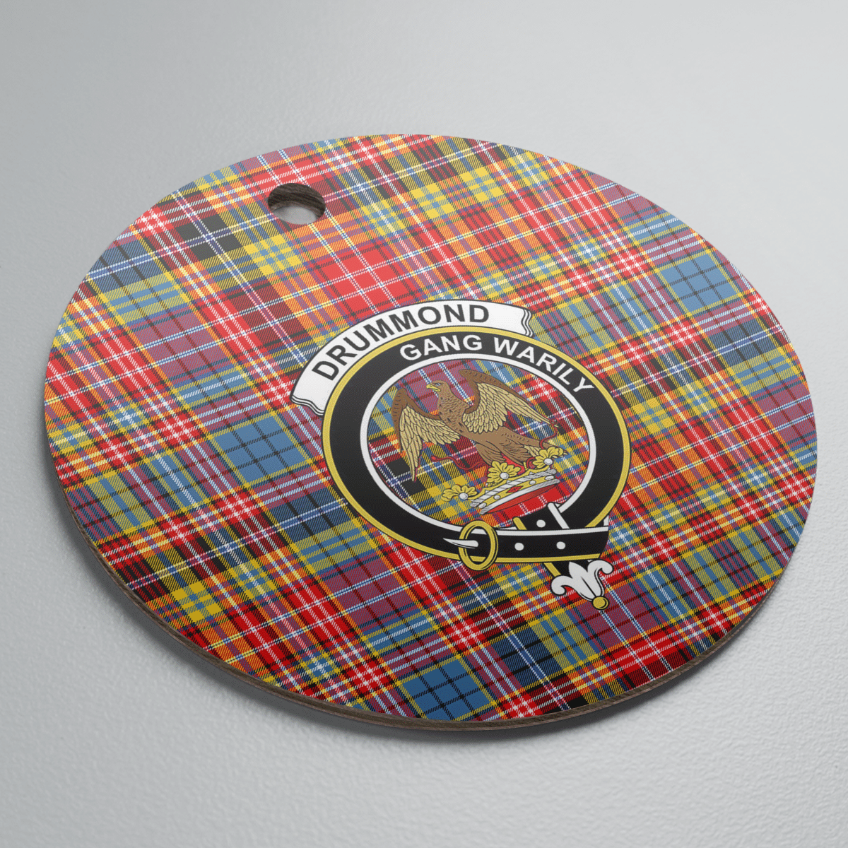 Clan Drummond of Strathallan Tartan Crest Round Ceramic Ornament RY17 Drummond of Strathallan Tartan Tartan Christmas   