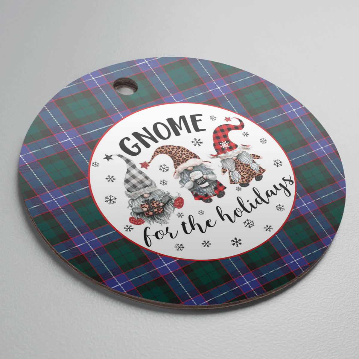 Clan Hunter Modern Tartan Tartan Crest Gnome Round Ceramic Ornament UB85 Hunter Modern Tartan Tartan Christmas   