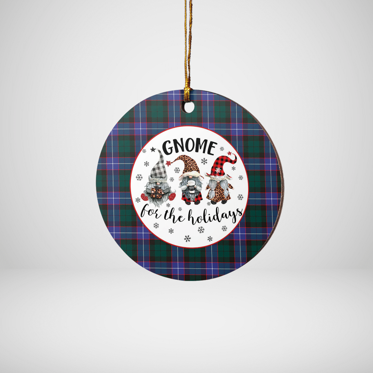 Clan Hunter Modern Tartan Tartan Crest Gnome Round Ceramic Ornament UB85 Hunter Modern Tartan Tartan Christmas   