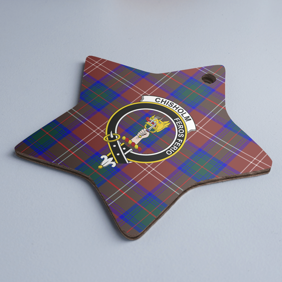 Clan Chisholm Hunting Modern Tartan Crest Star Ceramic Ornament ZU57 Chisholm Hunting Modern Tartan Tartan Christmas   