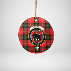 Clan Nesbitt Modern Tartan Crest Round Ceramic Ornament CU99 Nesbitt Modern Tartan Tartan Christmas   