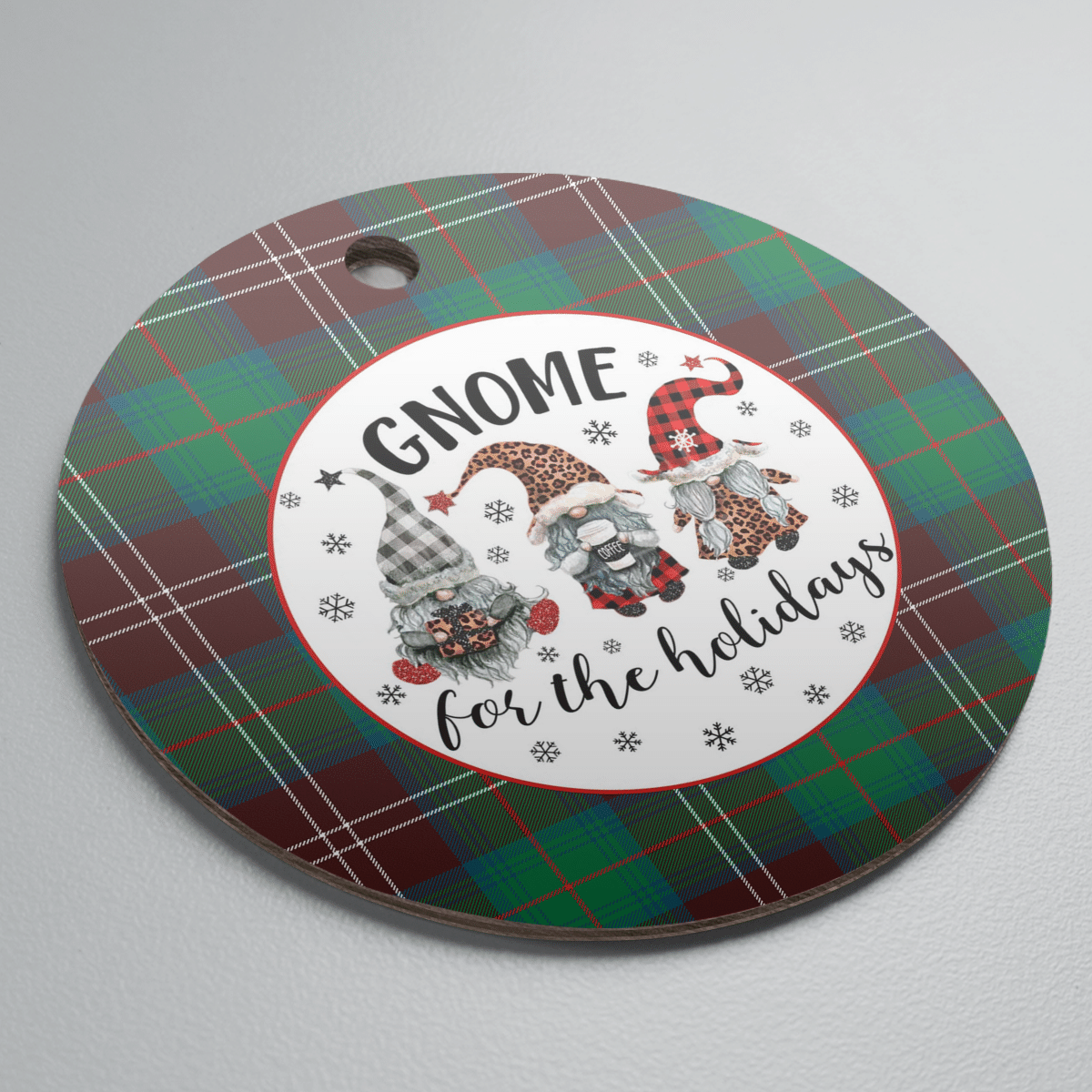 Clan Chisholm Hunting Ancient Tartan Tartan Crest Gnome Round Ceramic Ornament JF12 Chisholm Hunting Ancient Tartan Tartan Christmas   