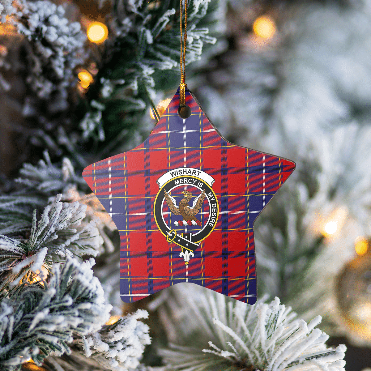 Clan Wishart Dress Tartan Crest Star Ceramic Ornament BS46 Wishart Dress Tartan Tartan Christmas   