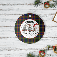 Clan Clelland Modern Tartan Tartan Crest Gnome Round Ceramic Ornament AY69 Clelland Modern Tartan Tartan Christmas   