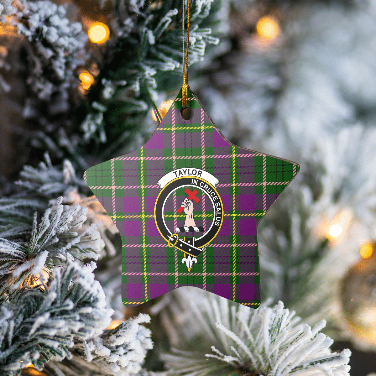 Clan Taylor Tartan Crest Star Ceramic Ornament MK87 Taylor Tartan Tartan Christmas   