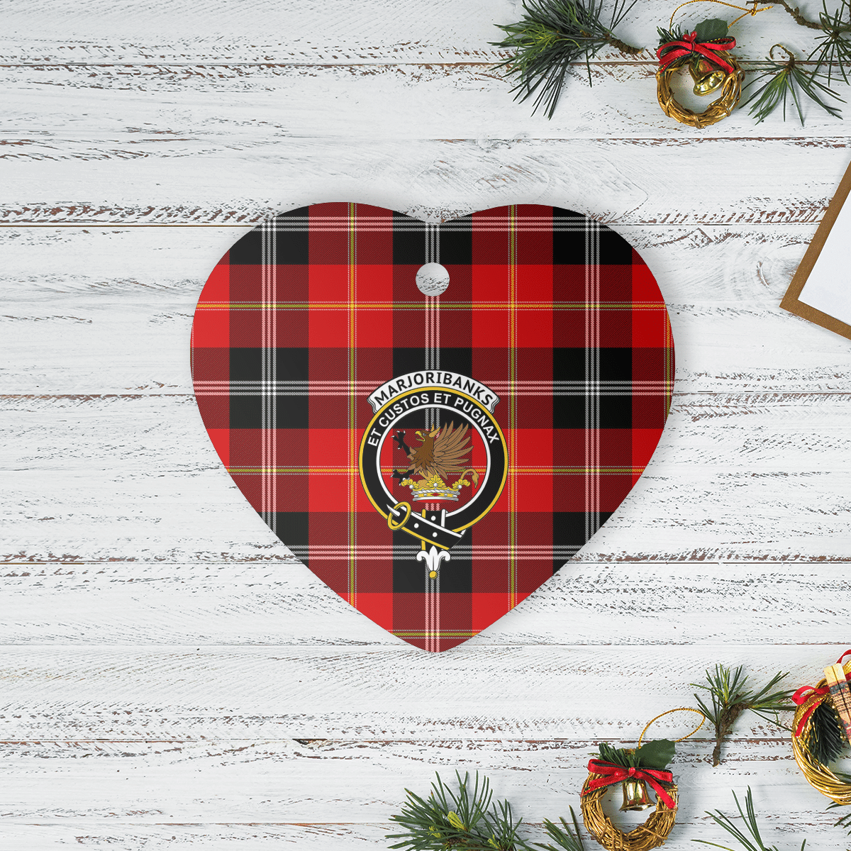 Clan Marjoribanks Tartan Crest Heart Ceramic Ornament WB41 Marjoribanks Tartan Tartan Christmas   