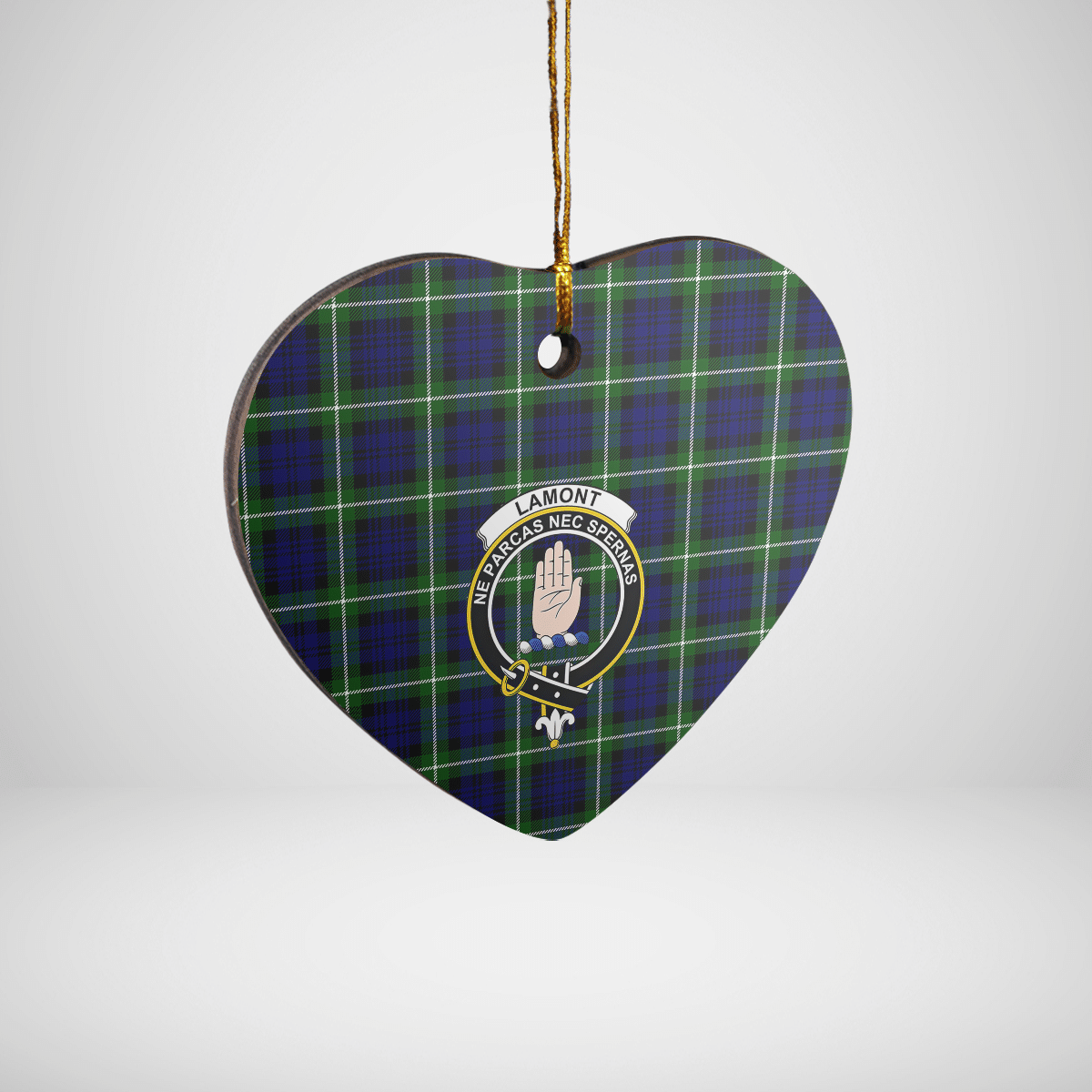 Clan Lamont Modern Tartan Crest Heart Ceramic Ornament FN61 Lamont Modern Tartan Tartan Christmas   