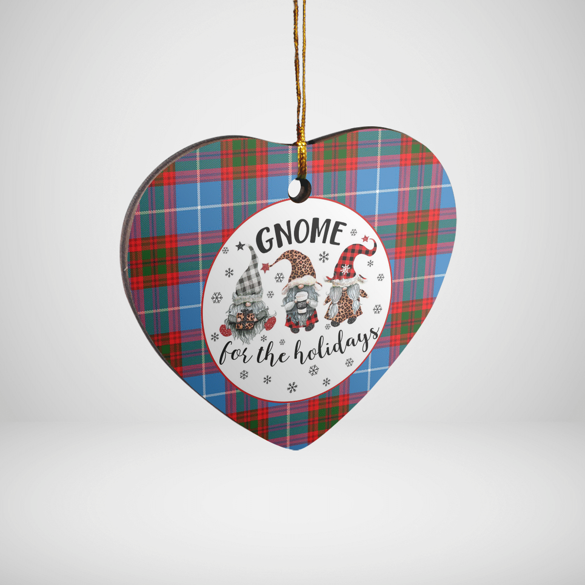 Clan Crichton District Tartan Tartan Crest Gnome Heart Ceramic Ornament BY58 Crichton District Tartan Tartan Christmas   