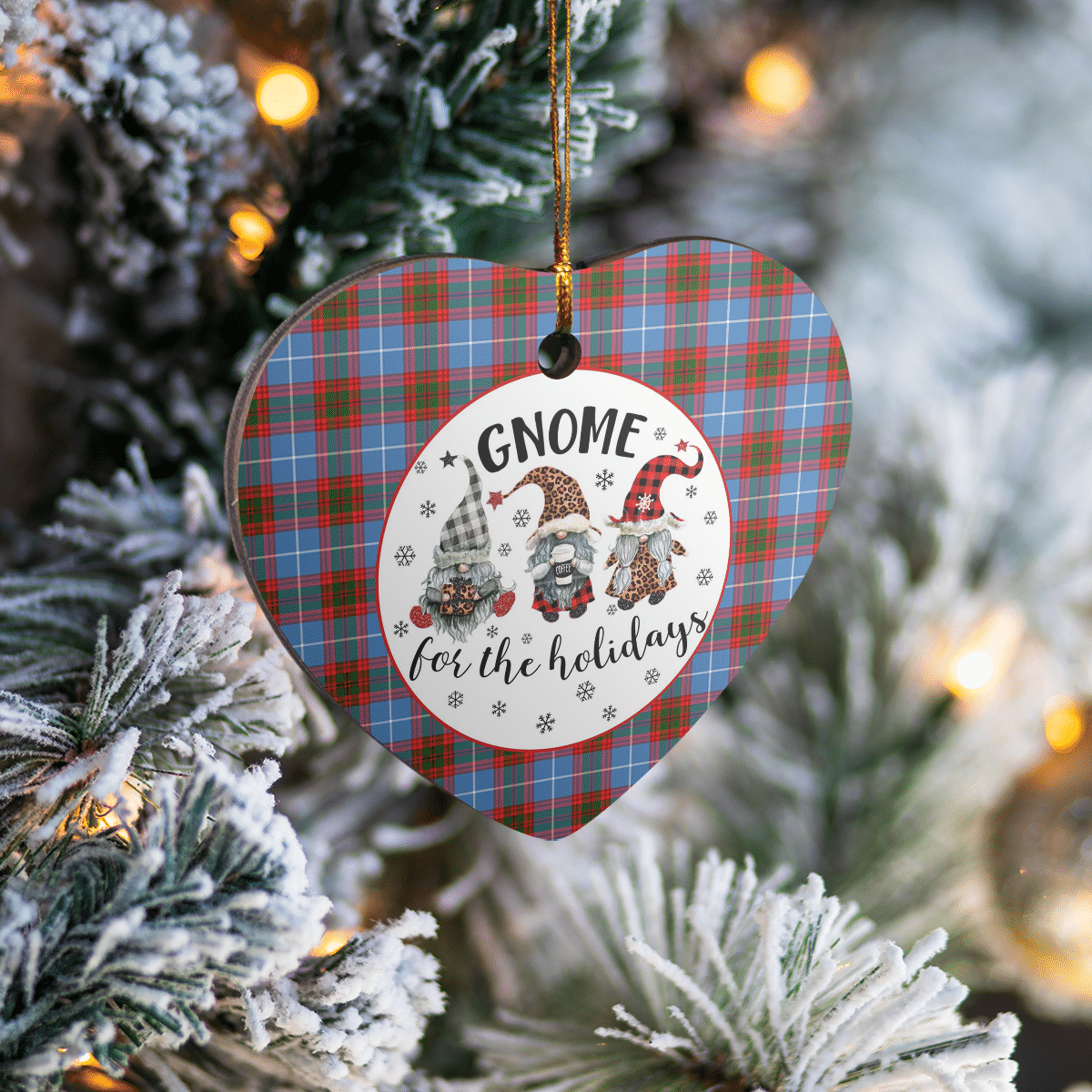 Clan Preston (Edinburgh) Tartan Tartan Crest Gnome Heart Ceramic Ornament QA20 Preston (Edinburgh) Tartan Tartan Christmas   