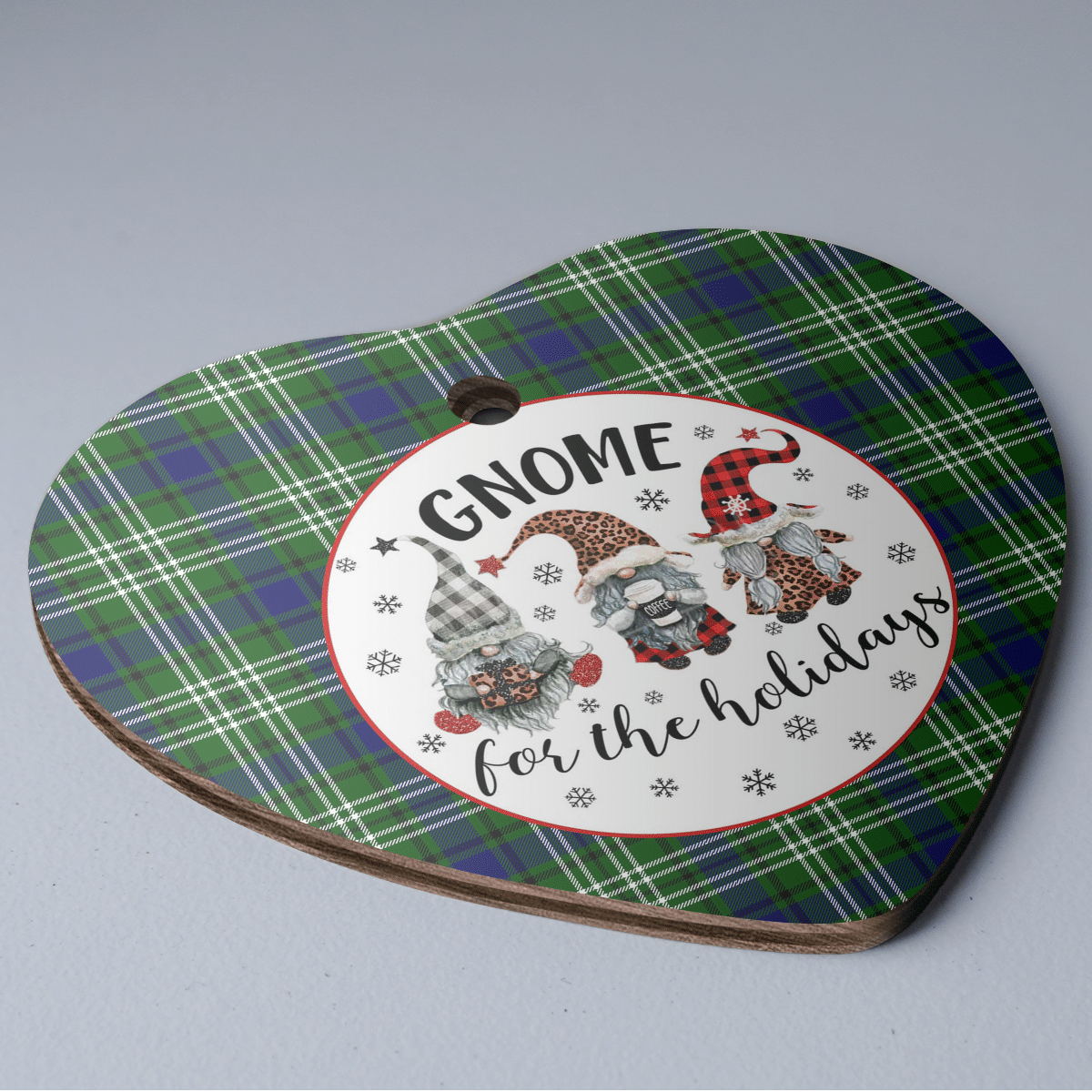 Clan Swinton (Tweedside) Tartan Tartan Crest Gnome Heart Ceramic Ornament MP93 Swinton (Tweedside) Tartan Tartan Christmas   