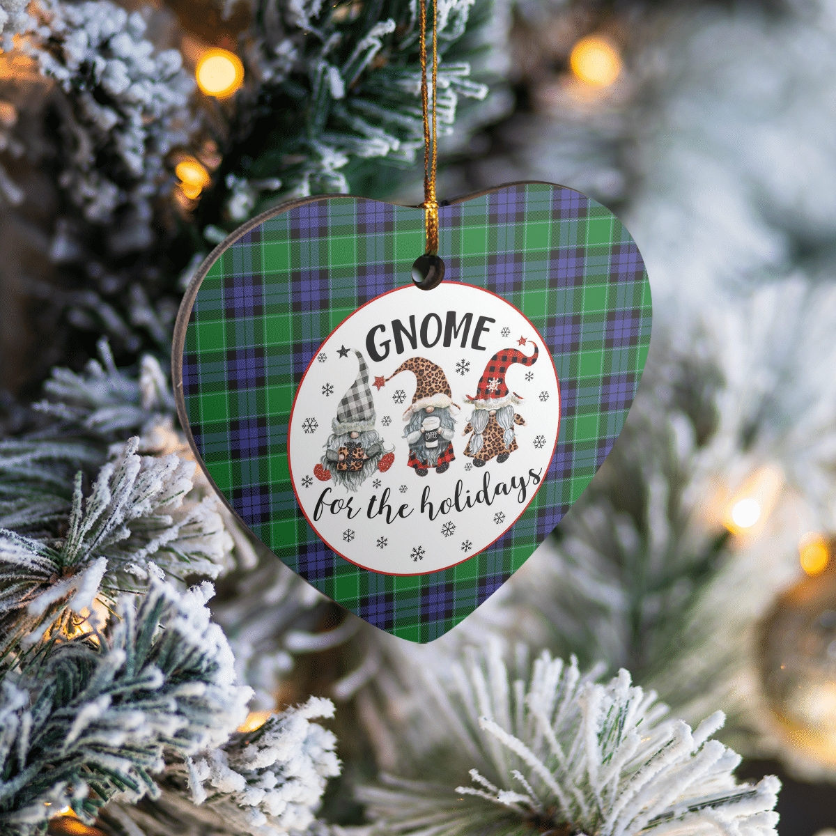 Clan Monteith Tartan Tartan Crest Gnome Heart Ceramic Ornament HV87 Monteith Tartan Tartan Christmas   