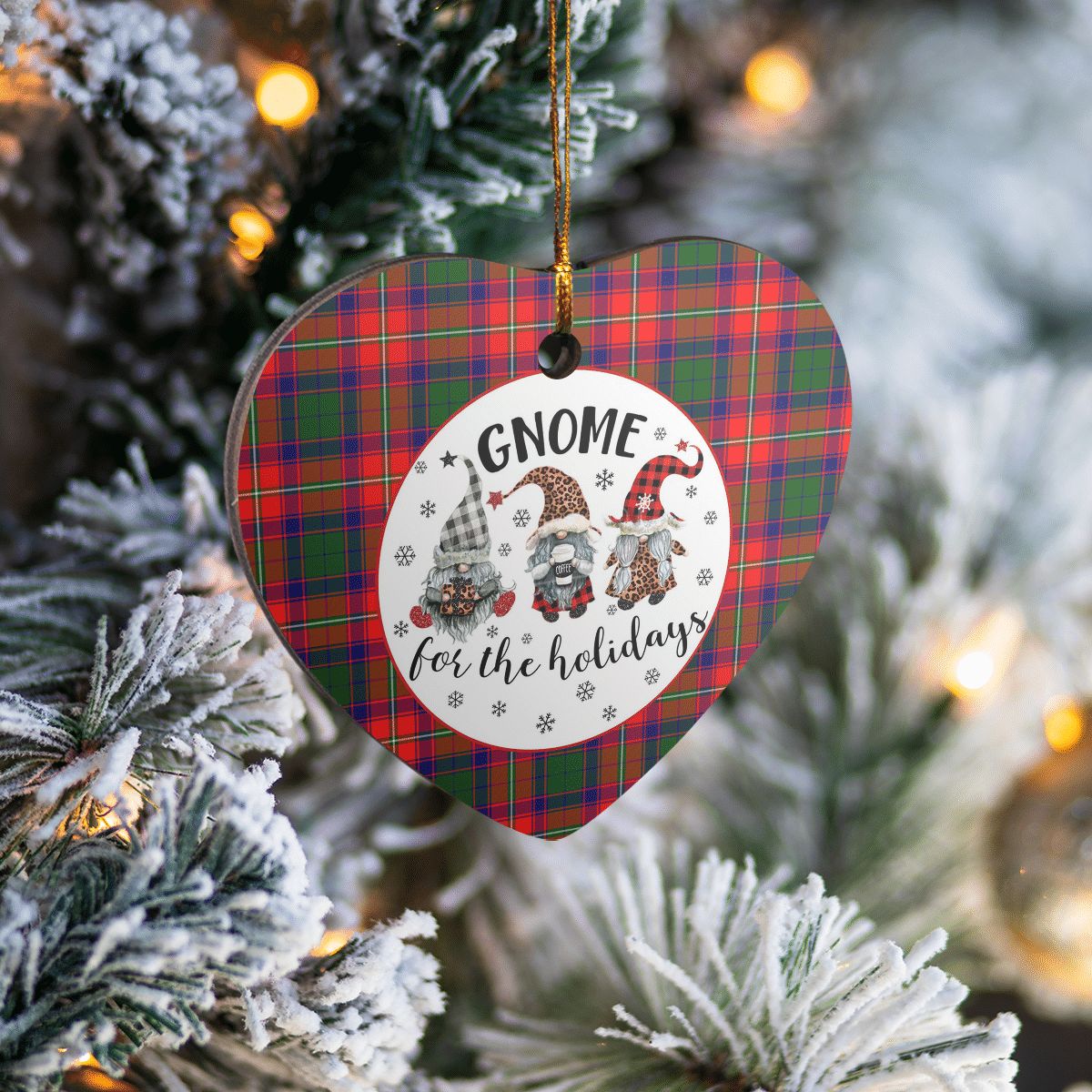 Clan Wauchope Tartan Tartan Crest Gnome Heart Ceramic Ornament AG90 Wauchope Tartan Tartan Christmas   