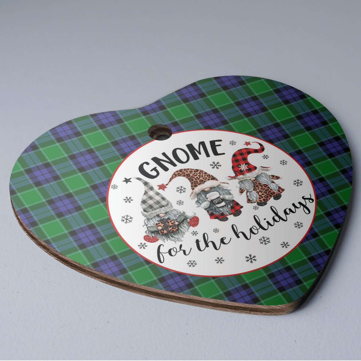 Clan Monteith Tartan Tartan Crest Gnome Heart Ceramic Ornament HV87 Monteith Tartan Tartan Christmas   