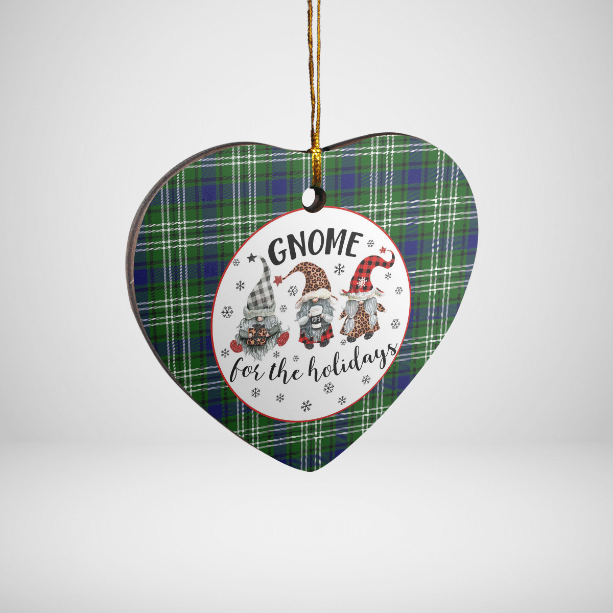 Clan Swinton (Tweedside) Tartan Tartan Crest Gnome Heart Ceramic Ornament MP93 Swinton (Tweedside) Tartan Tartan Christmas   