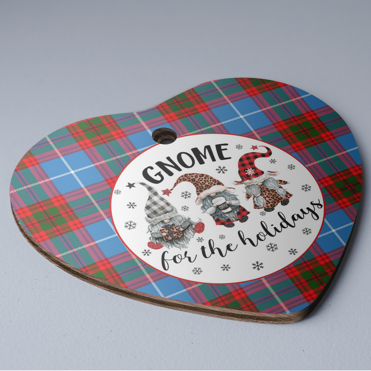 Clan Crichton District Tartan Tartan Crest Gnome Heart Ceramic Ornament BY58 Crichton District Tartan Tartan Christmas   