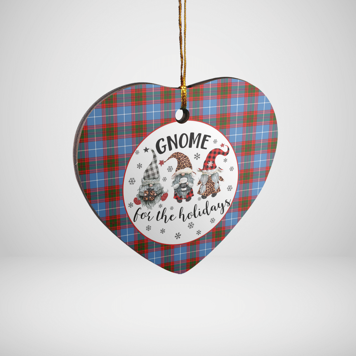 Clan Pentland (Edinburgh) Tartan Tartan Crest Gnome Heart Ceramic Ornament TT61 Pentland (Edinburgh) Tartan Tartan Christmas   