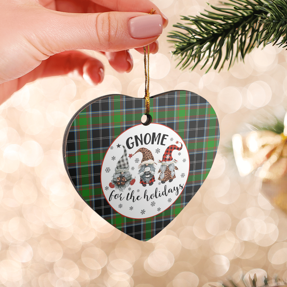 Clan Webster Tartan Tartan Crest Gnome Heart Ceramic Ornament VS77 Webster Tartan Tartan Christmas   