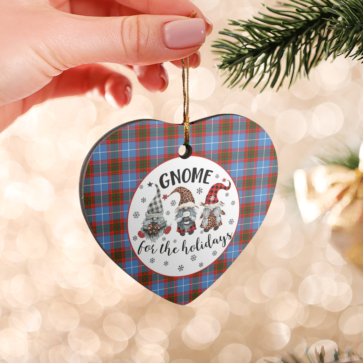 Clan Pentland (Edinburgh) Tartan Tartan Crest Gnome Heart Ceramic Ornament TT61 Pentland (Edinburgh) Tartan Tartan Christmas   