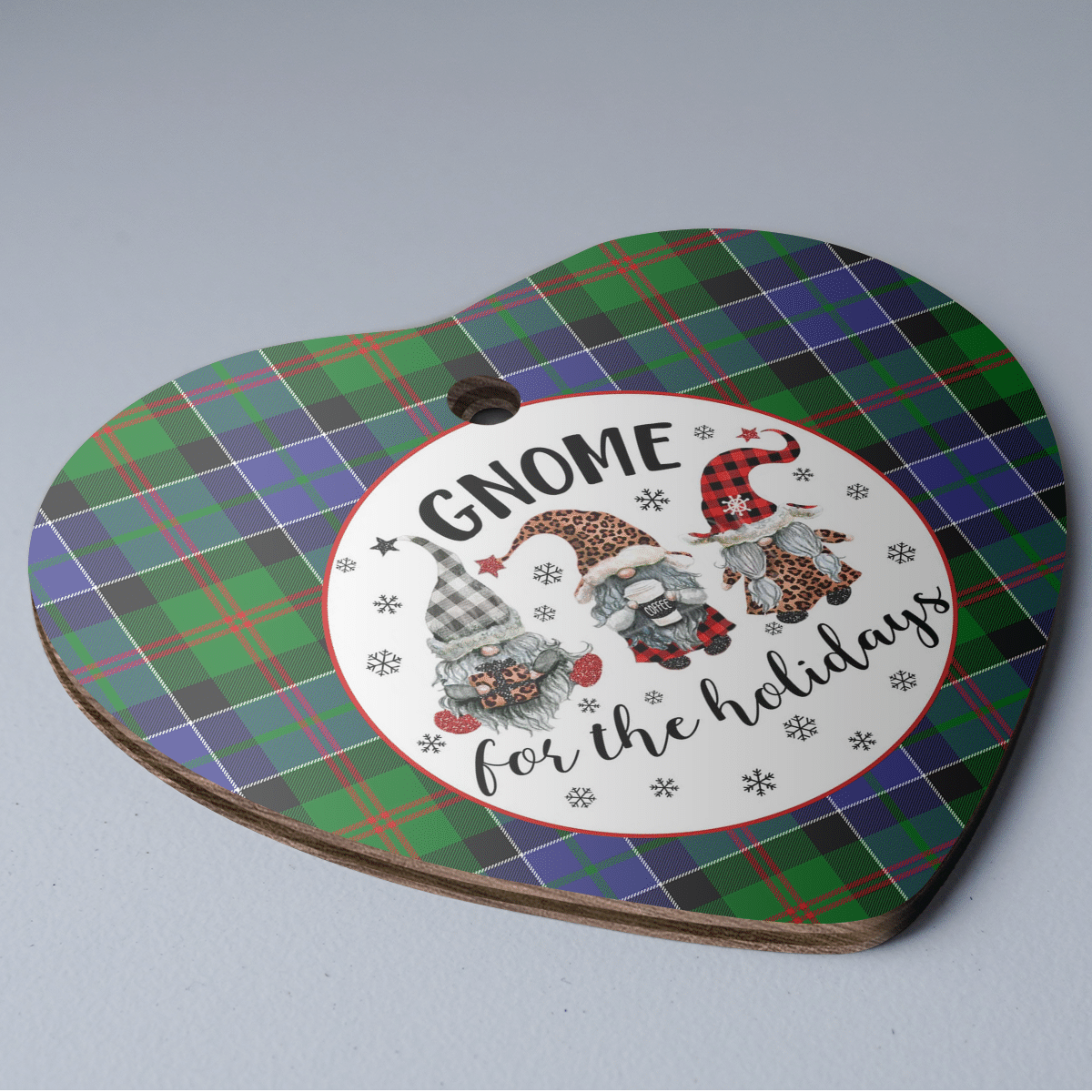 Clan Paterson Tartan Tartan Crest Gnome Heart Ceramic Ornament SD56 Paterson Tartan Tartan Christmas   