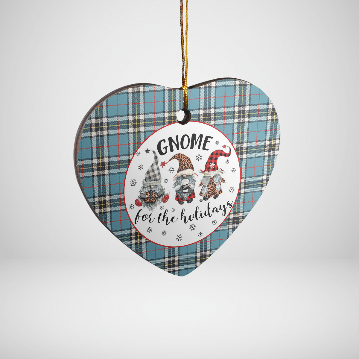 Clan Thomson Tartan Tartan Crest Gnome Heart Ceramic Ornament CX49 Thomson Tartan Tartan Christmas   