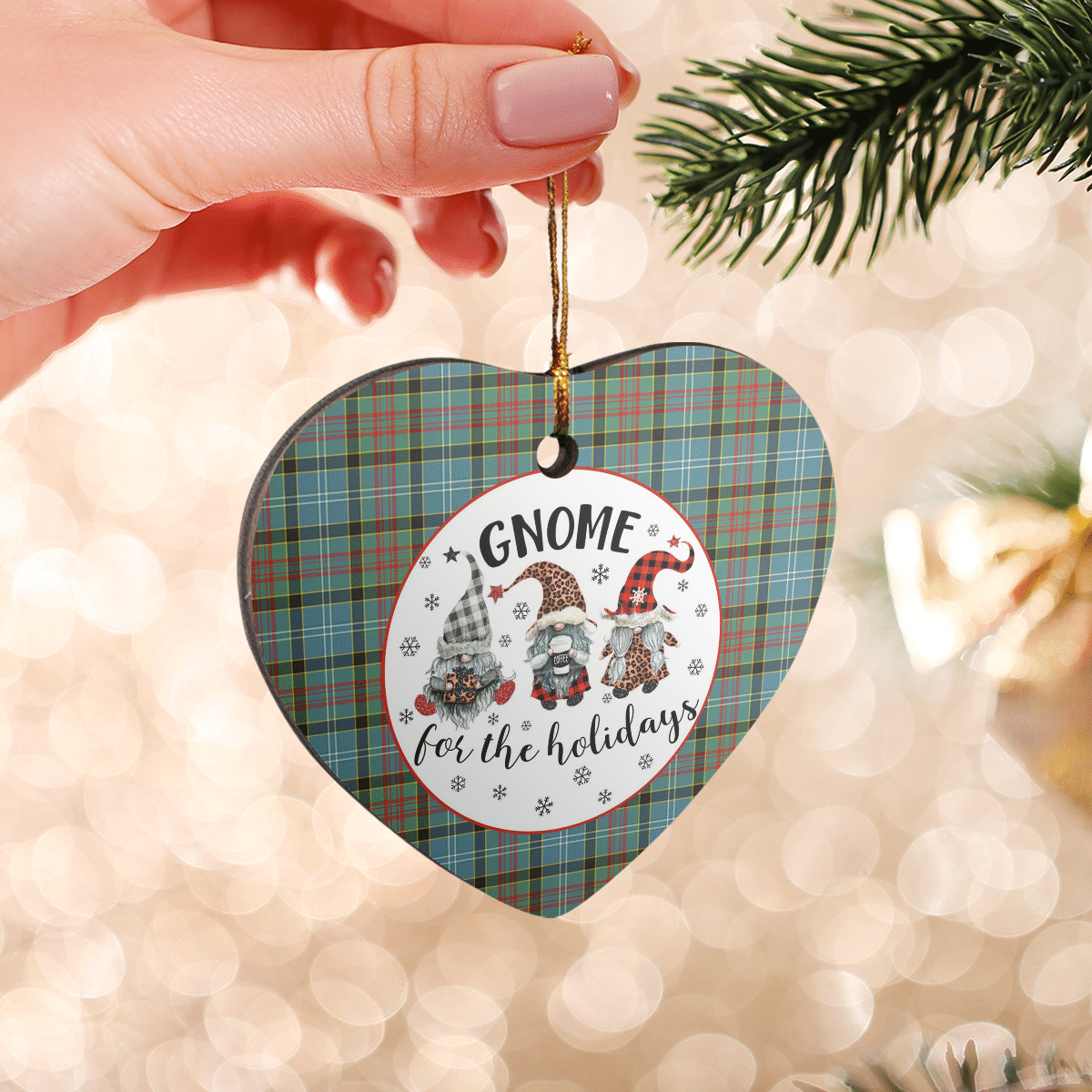 Clan Walkinshaw Tartan Tartan Crest Gnome Heart Ceramic Ornament QB44 Walkinshaw Tartan Tartan Christmas   