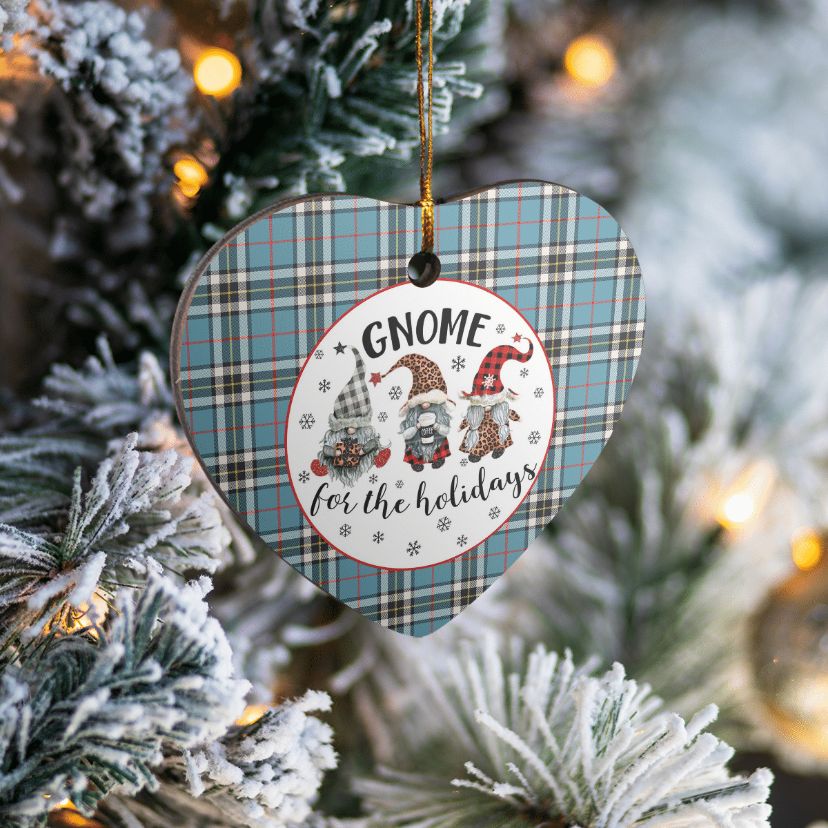 Clan Thomson Tartan Tartan Crest Gnome Heart Ceramic Ornament CX49 Thomson Tartan Tartan Christmas   