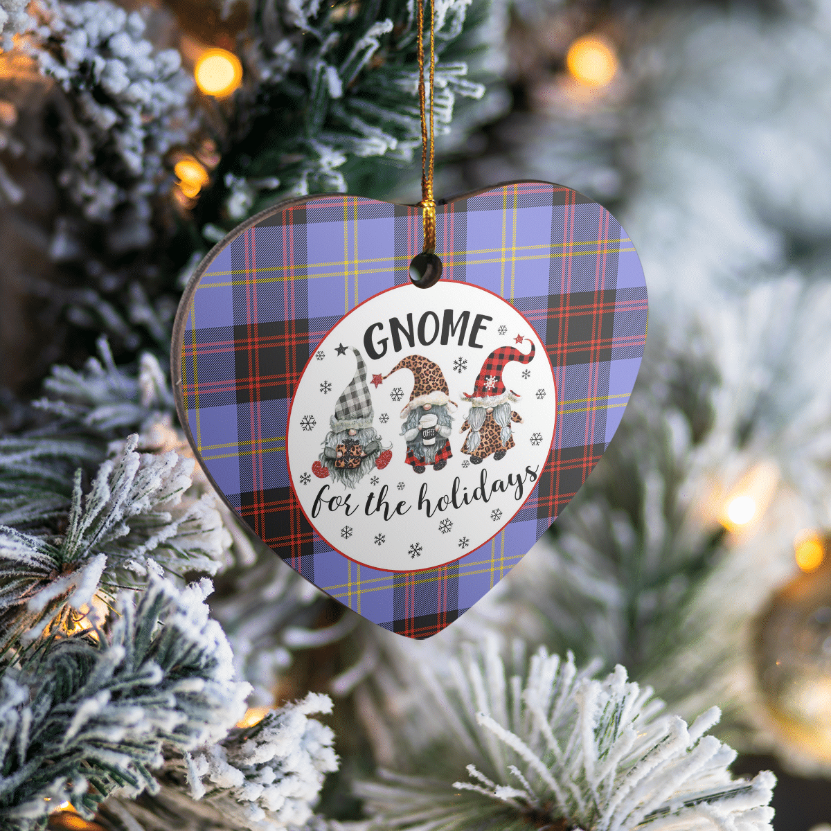 Clan Rutherford Tartan Tartan Crest Gnome Heart Ceramic Ornament GO88 Rutherford Tartan Tartan Christmas   