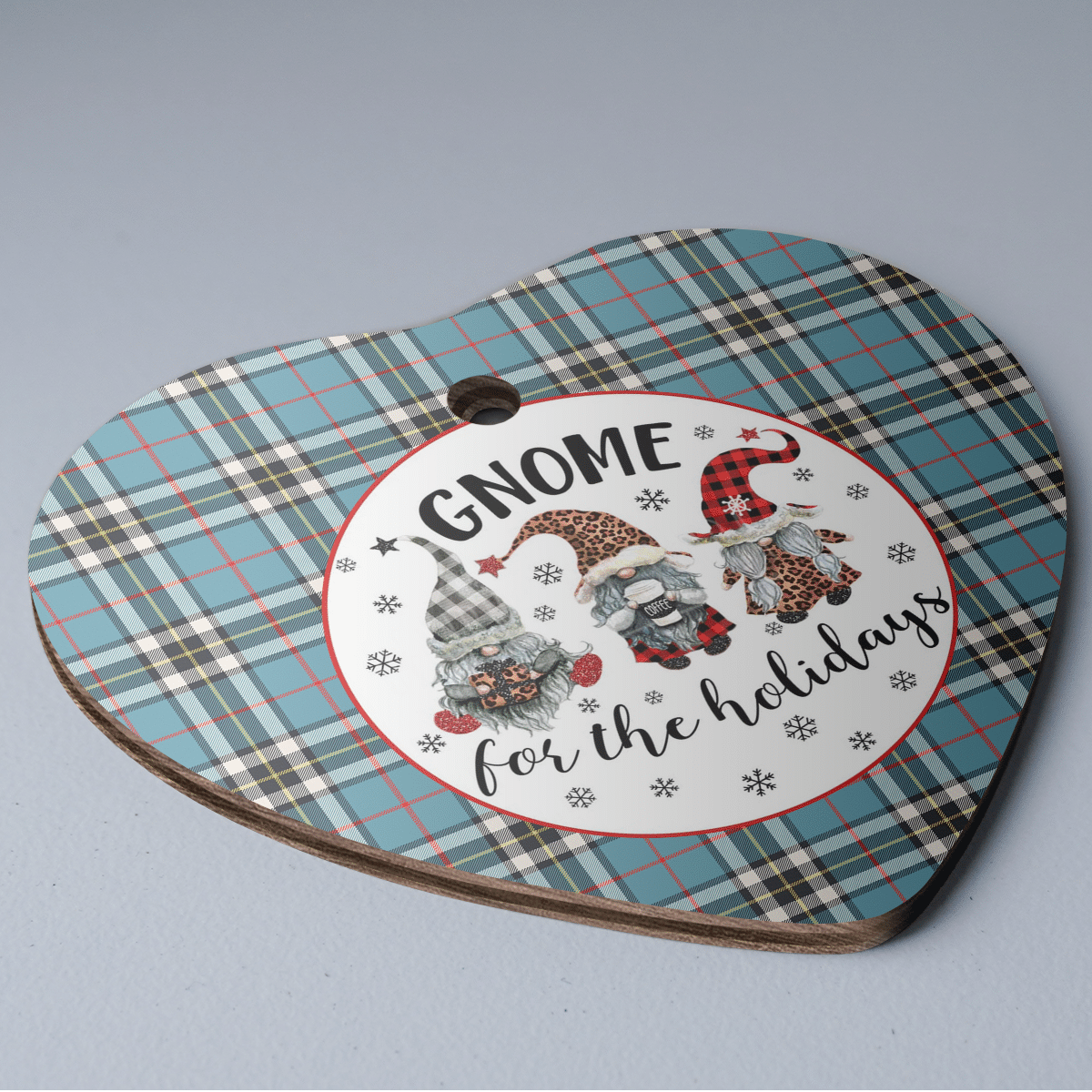 Clan Thomson Tartan Tartan Crest Gnome Heart Ceramic Ornament CX49 Thomson Tartan Tartan Christmas   